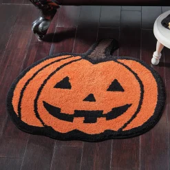 Jack-O'-Lantern Shaped Cotton Bath Mat with Nonslip Back