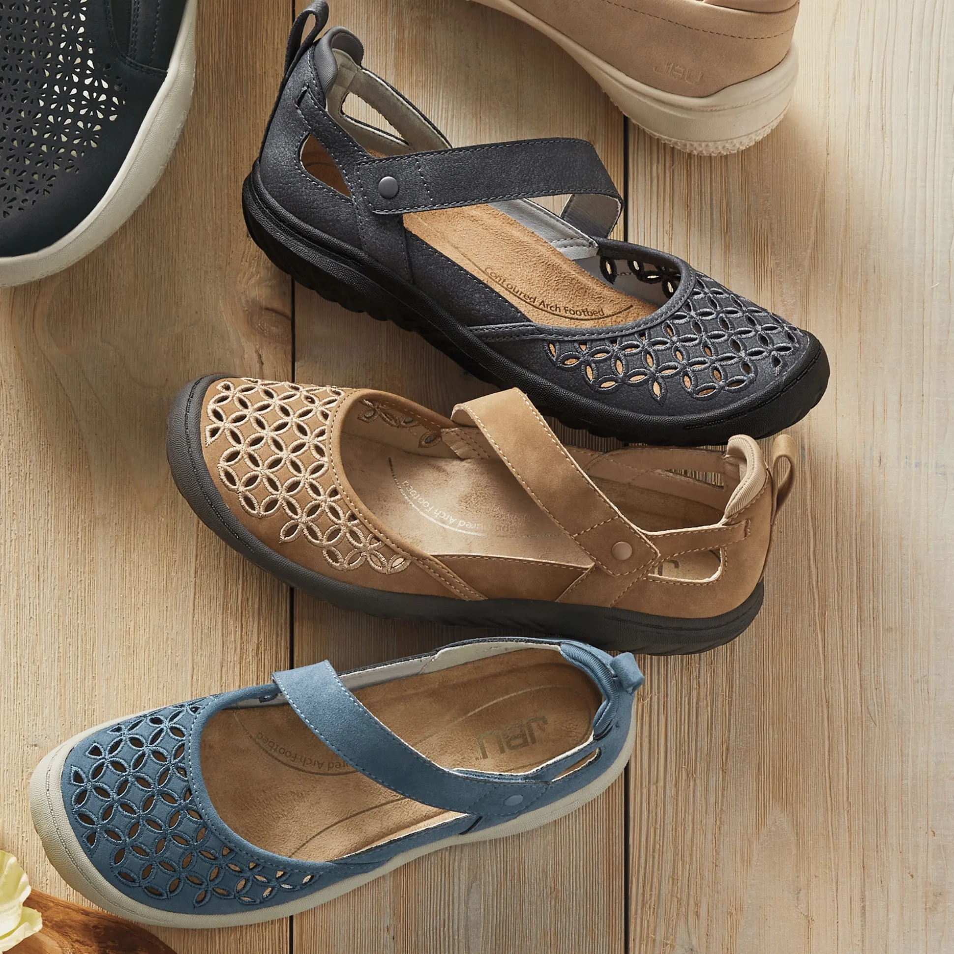 JBU Bianca Mary Jane with Cutout Designs and Memory Foam Footbed by Jambu