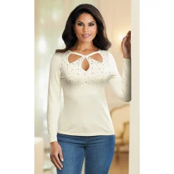 Katie Women's Open-Cut Sweater with Studs