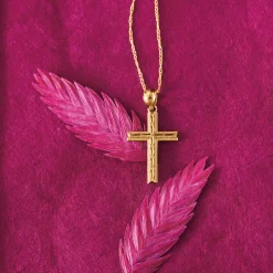 10K Gold Diamond-Cut Cross Pendant