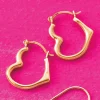 10K Gold Heart Petit Hoops