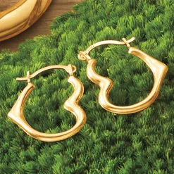10K Gold Heart Petit Hoops