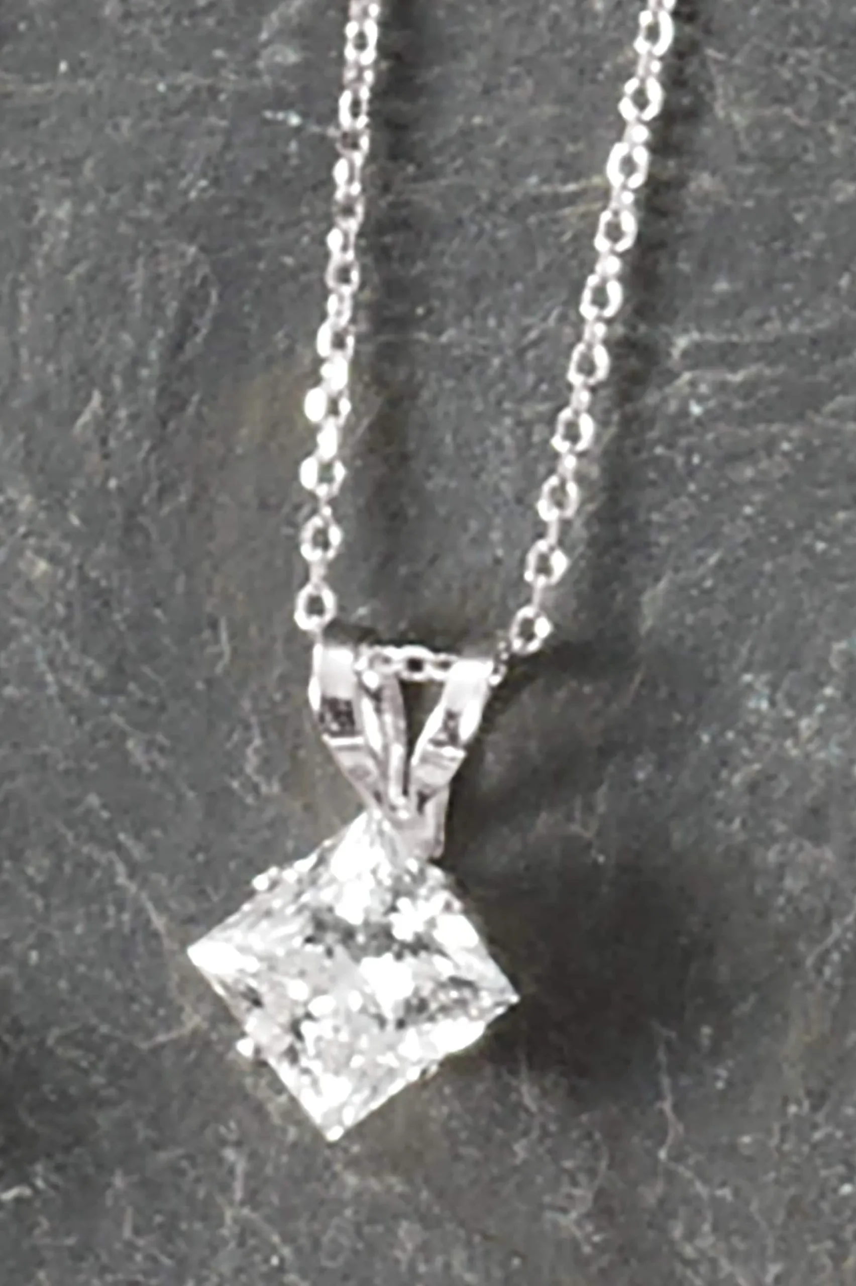 14K Gold Lab-Created Diamond Princess Solitaire Pendant