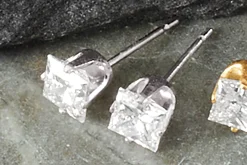 14K Gold Lab-Created Diamond Princess Solitaire Earrings