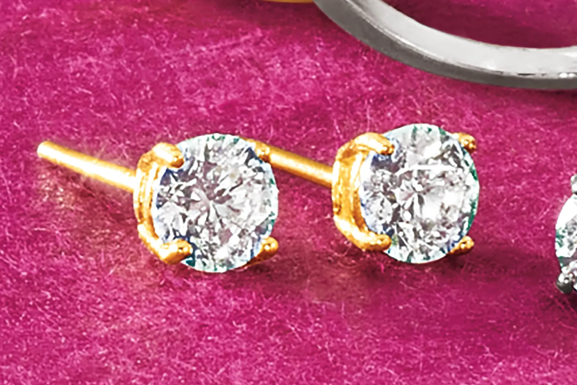 14K Gold Lab-Created Diamond Round Solitaire Post Earrings