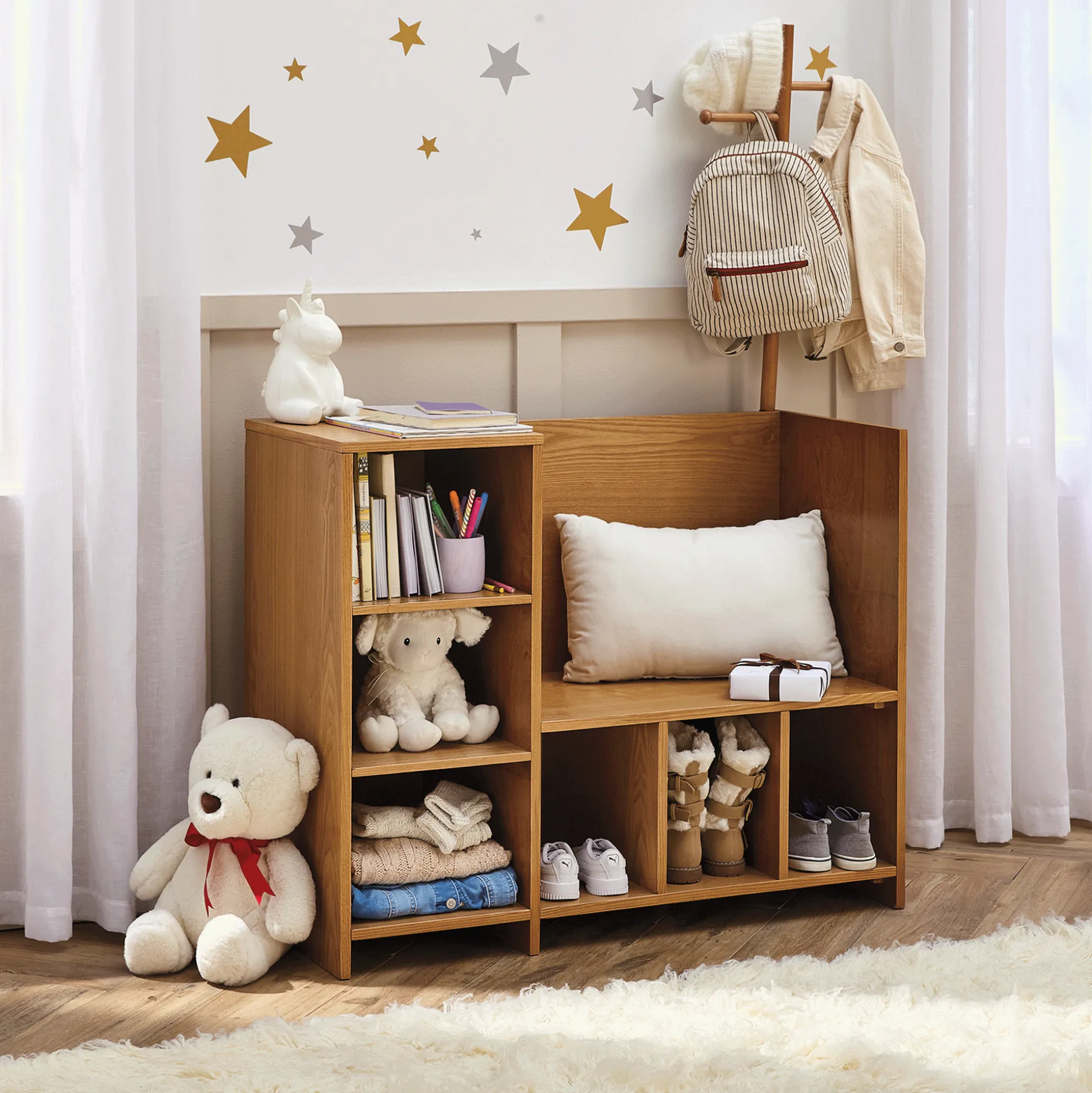 Kids’ Storage Bench with Coat Rack