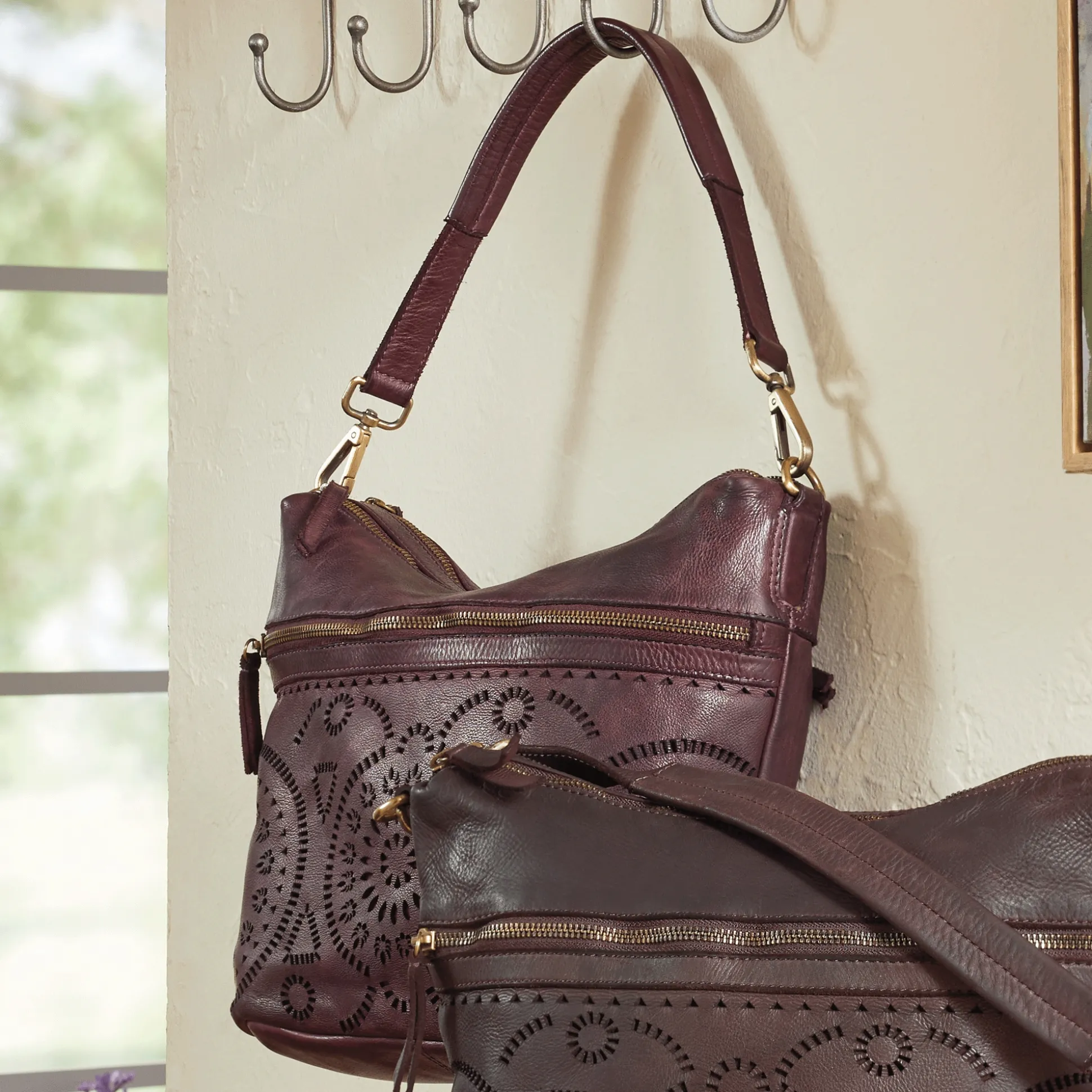 L'Artiste Chartres Shoulder Bag by Spring Step with Cutouts and Pebbled Finish