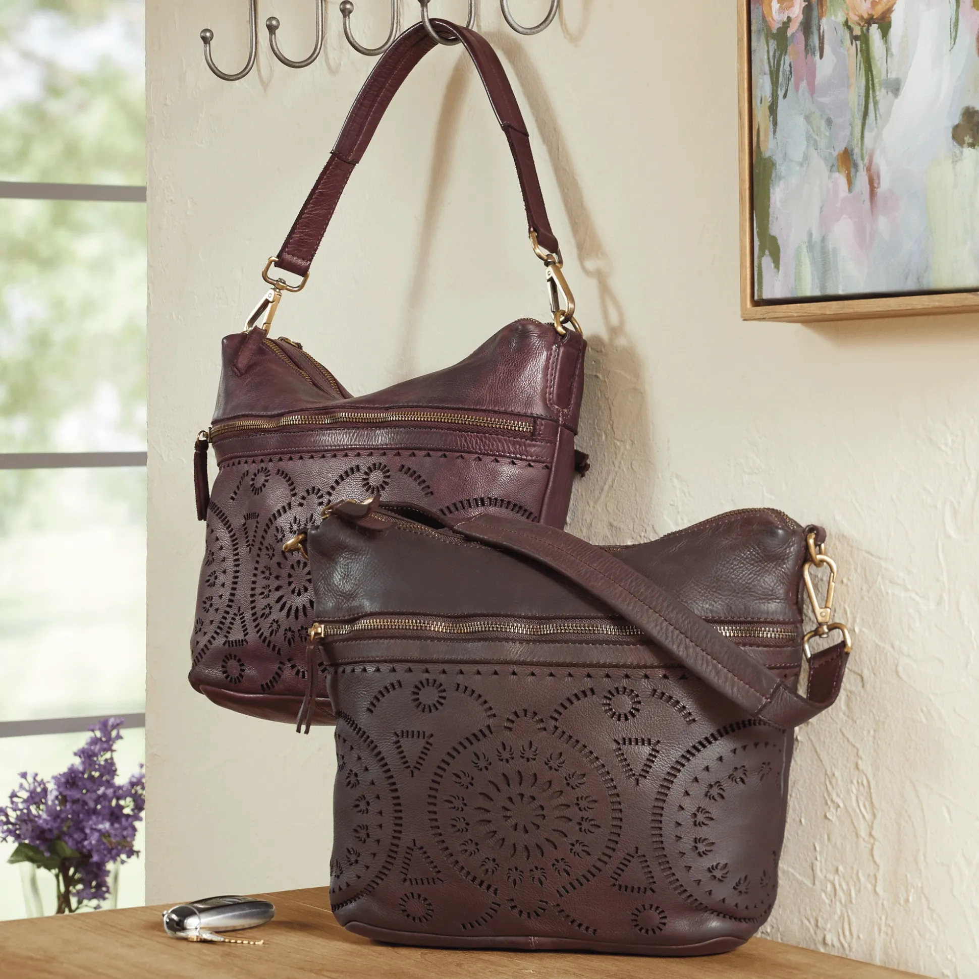 L'Artiste Chartres Shoulder Bag by Spring Step with Cutouts and Pebbled Finish