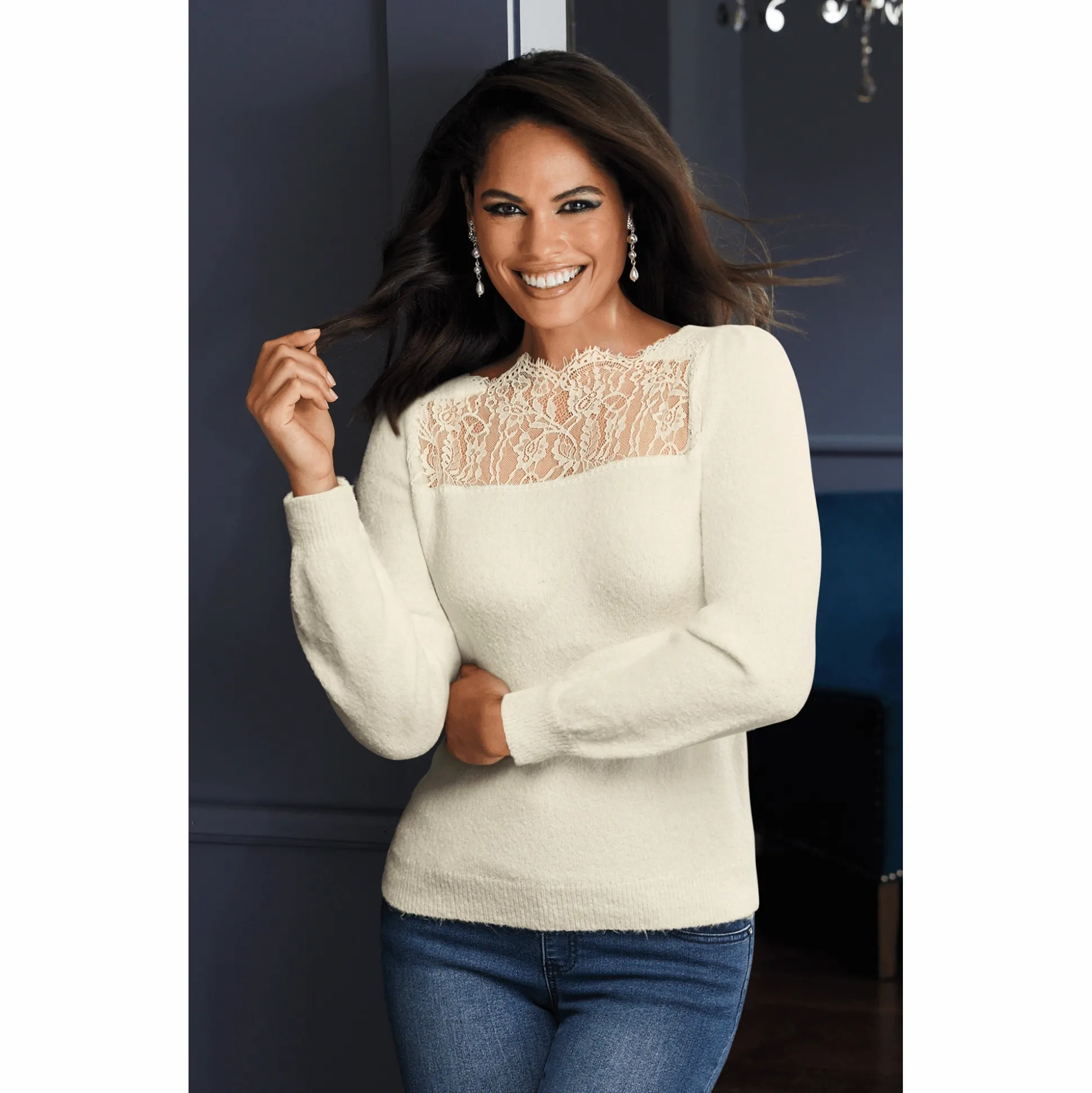 Leah Lace Rib Sweater