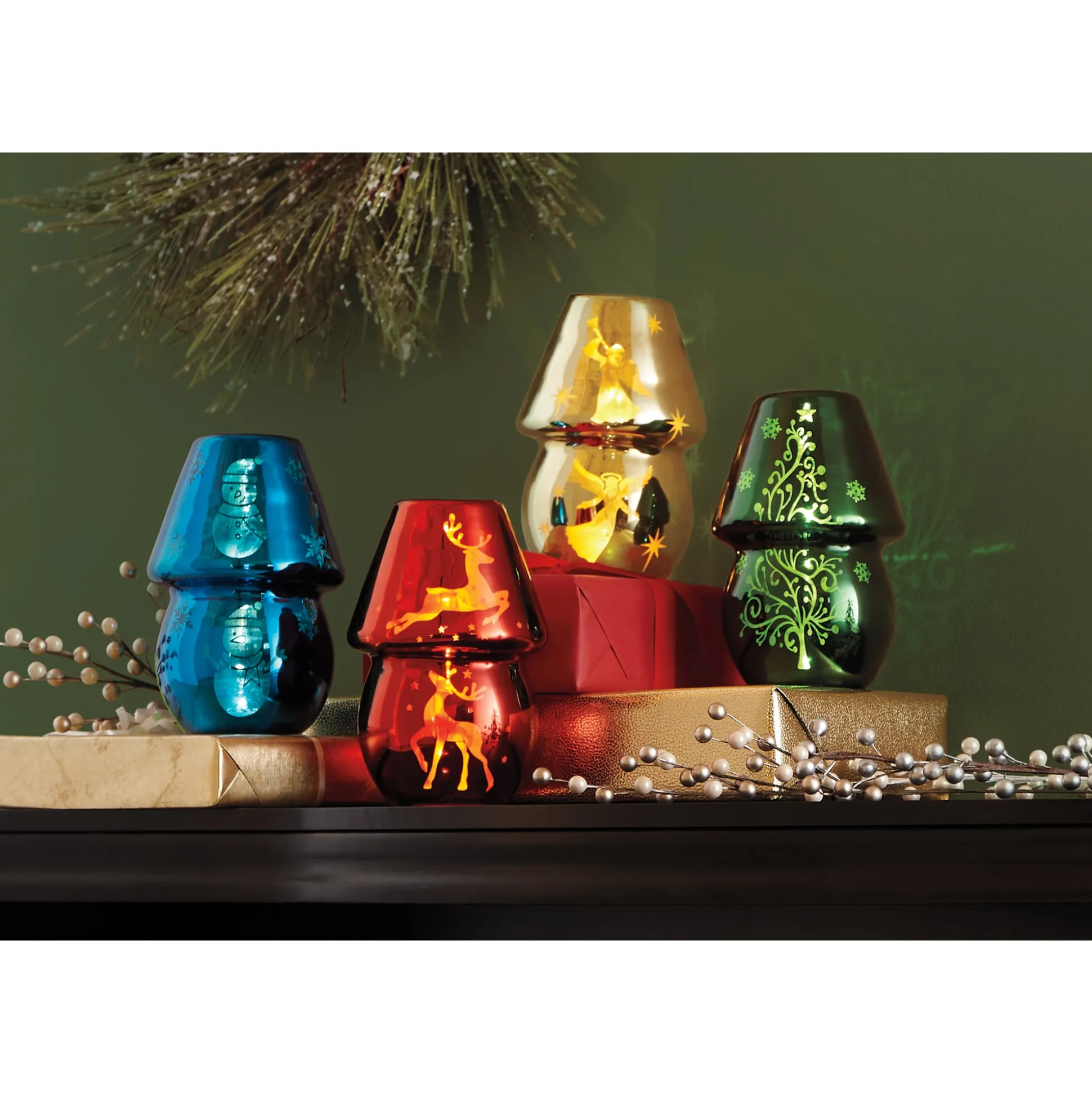 LED Glass Hurricane-Style Lamp