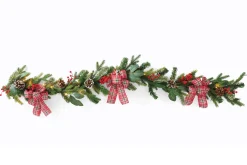 LED Lighted Pine and Berry Christmas Garland