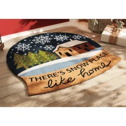 LED Snow Globe-Shaped Coir Indoor/Outdoor Mat