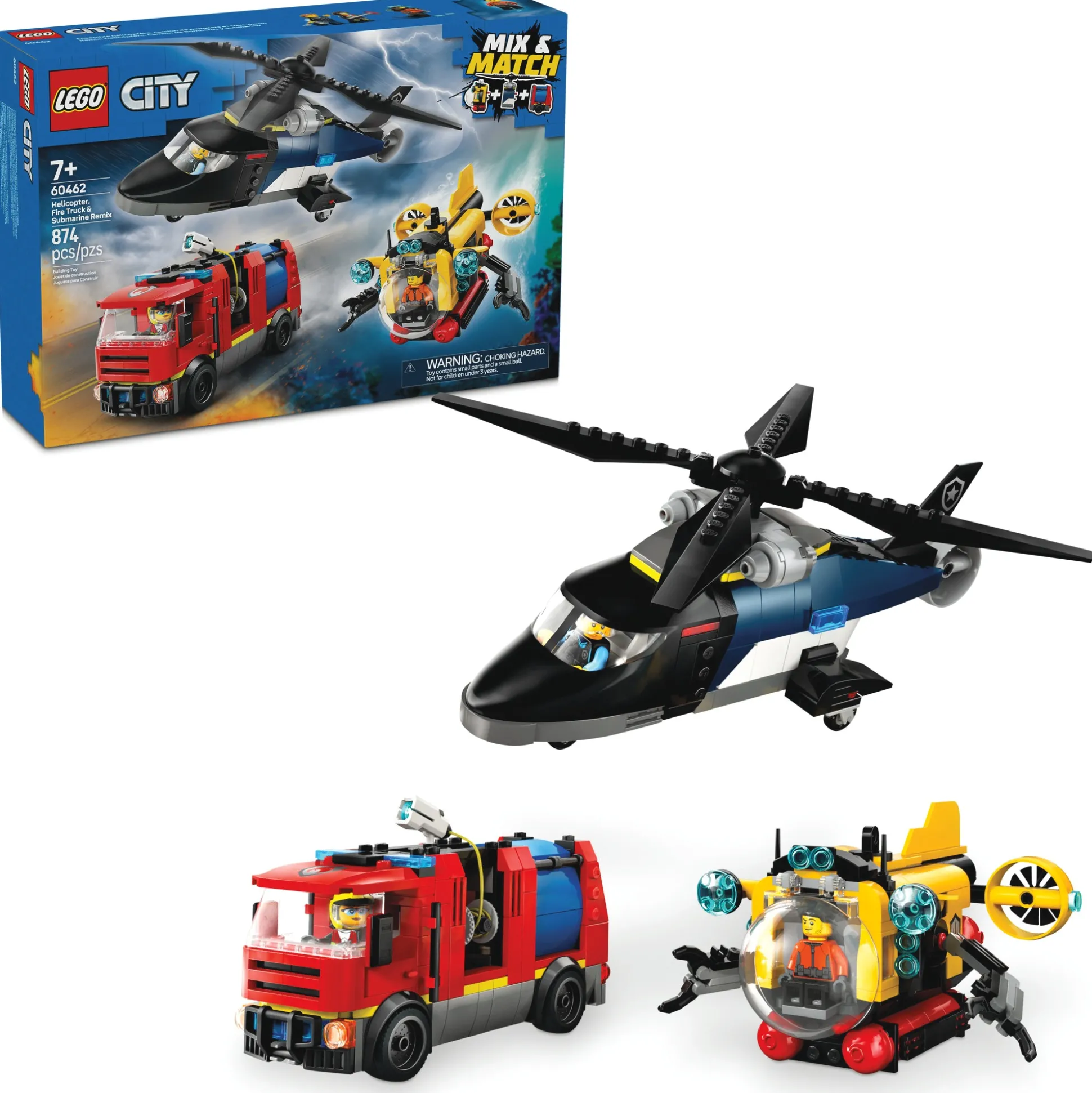 LEGO City Helicopter, Fire Truck & Submarine Remix