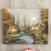 Lighted Cabins On The River Canvas