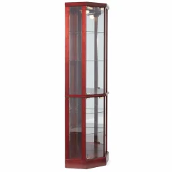Lighted Corner Curio Display Cabinet with Glass Shelves