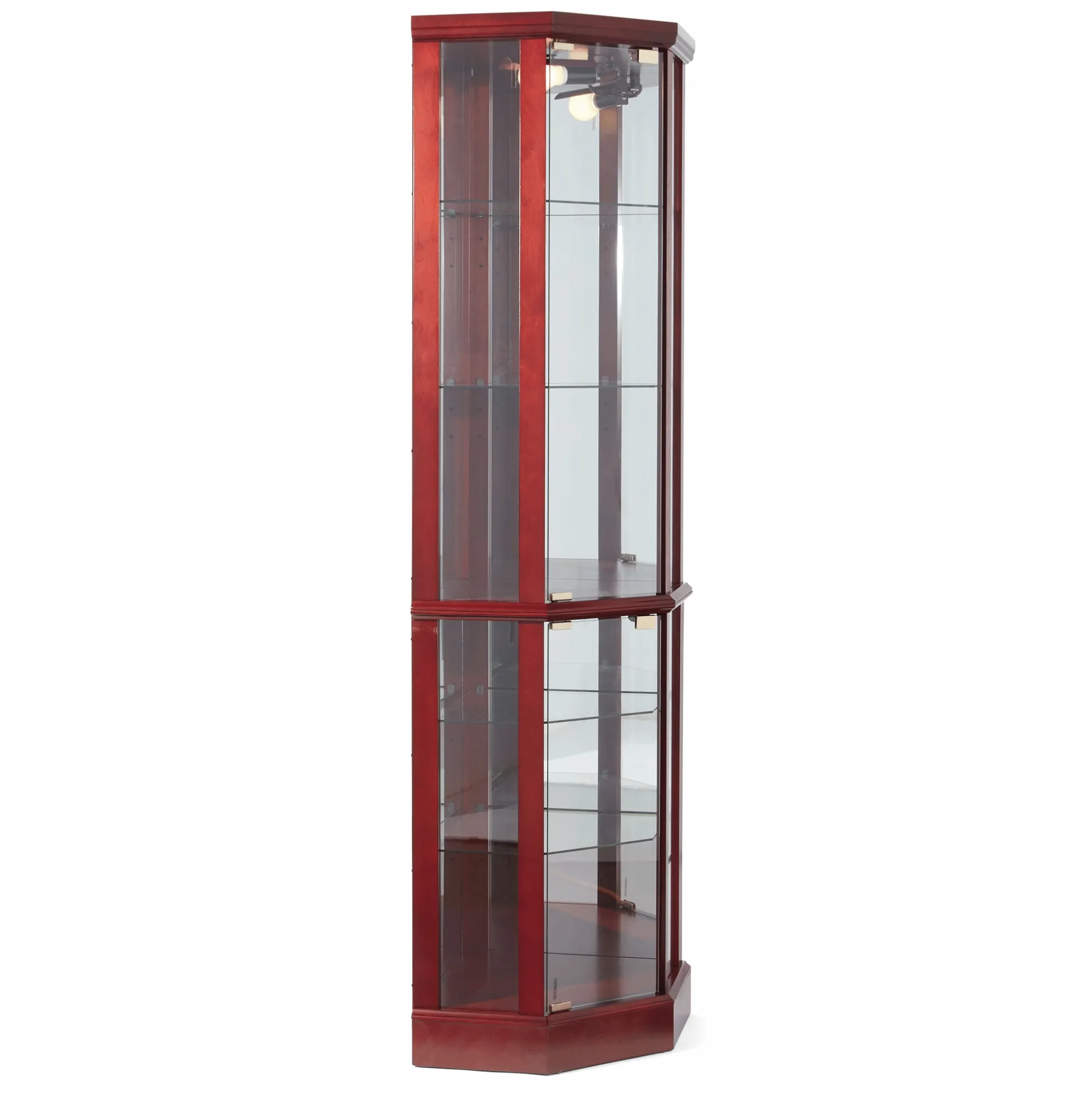 Lighted Corner Curio Display Cabinet with Glass Shelves