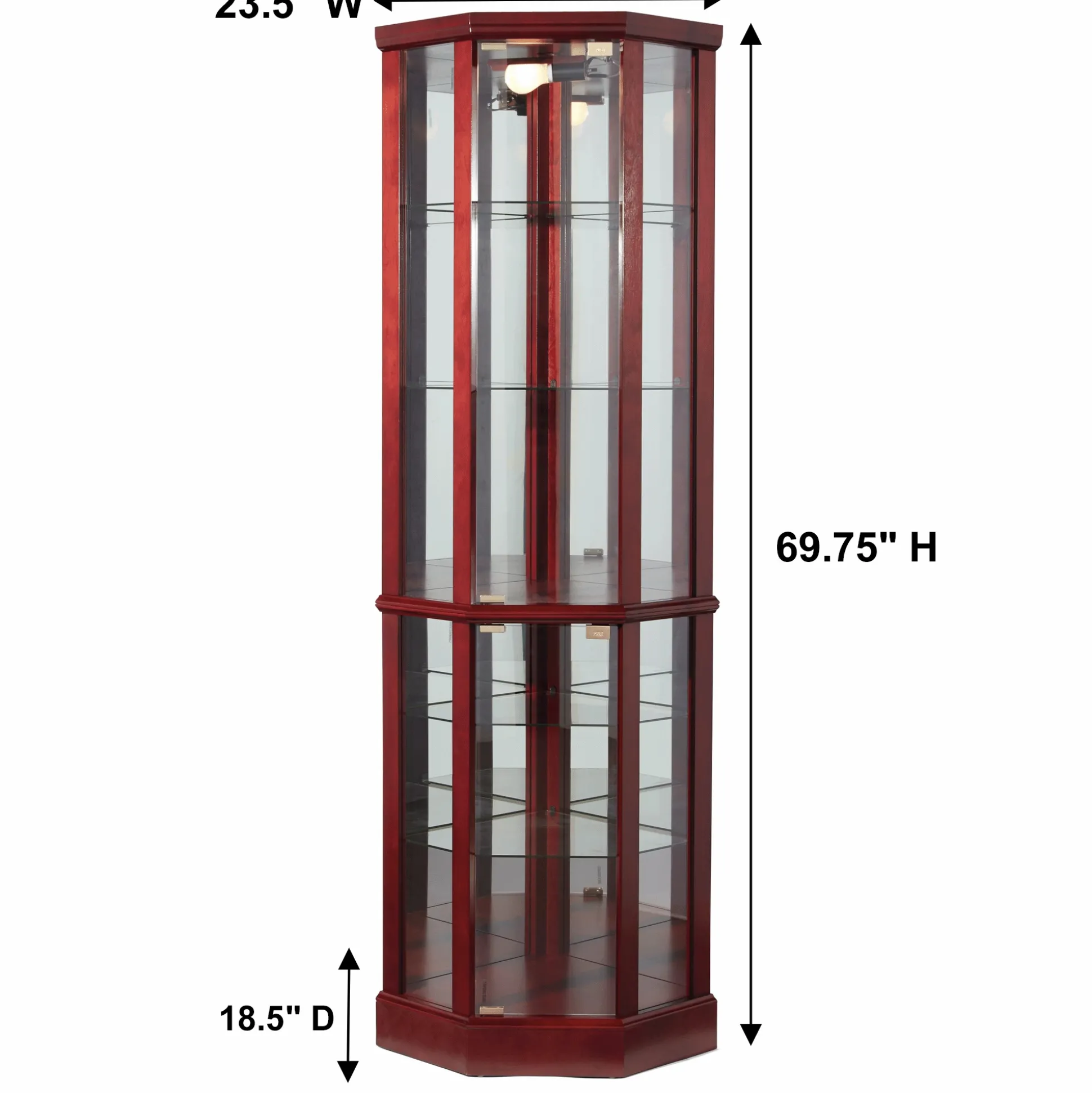 Lighted Corner Curio Display Cabinet with Glass Shelves