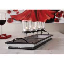 4-Light Mirrored Votive Tray