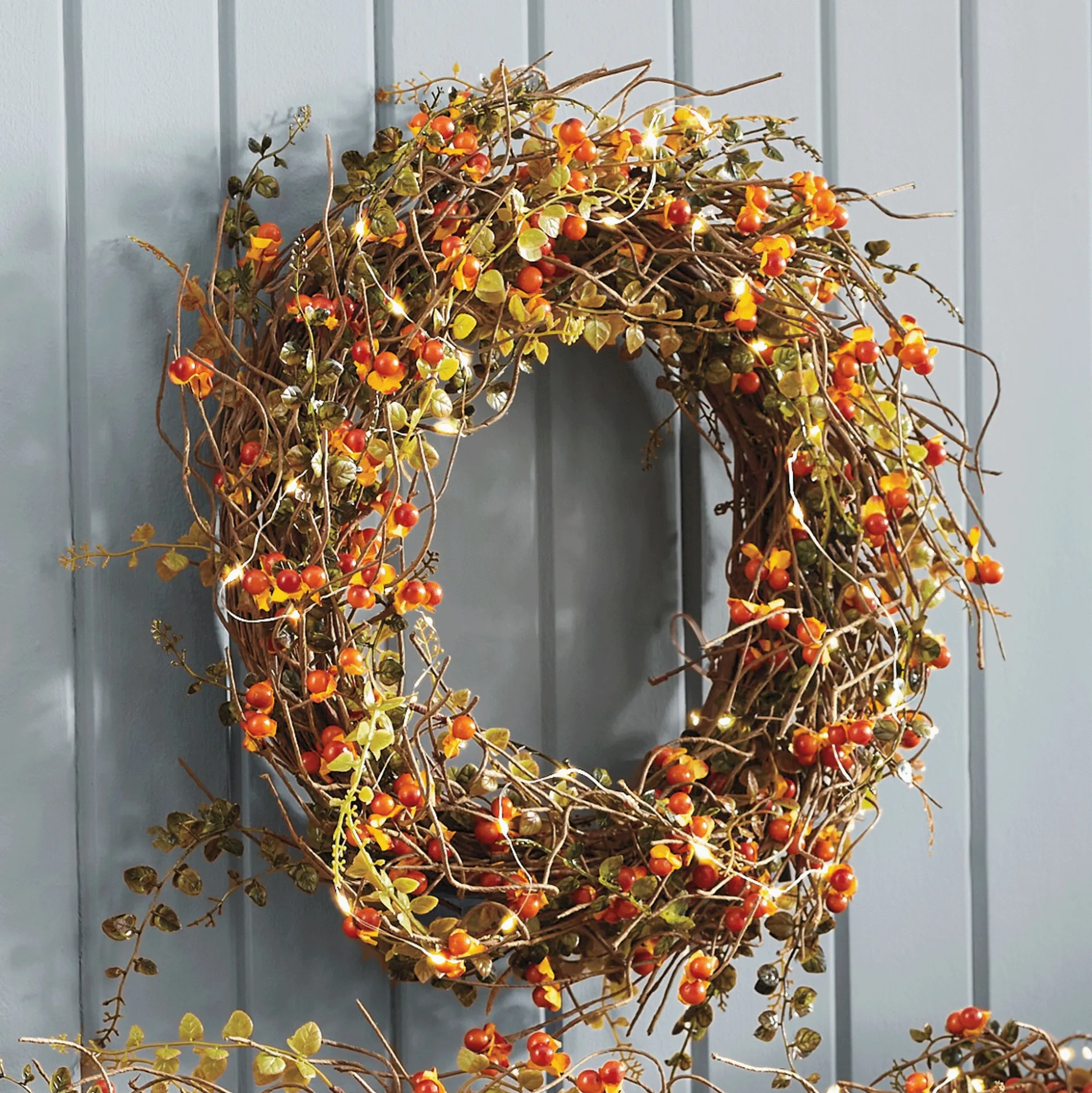 Lit Bittersweet Wreath