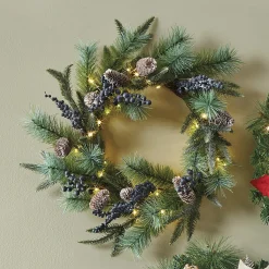 Lit Faux-Blueberry Wreath