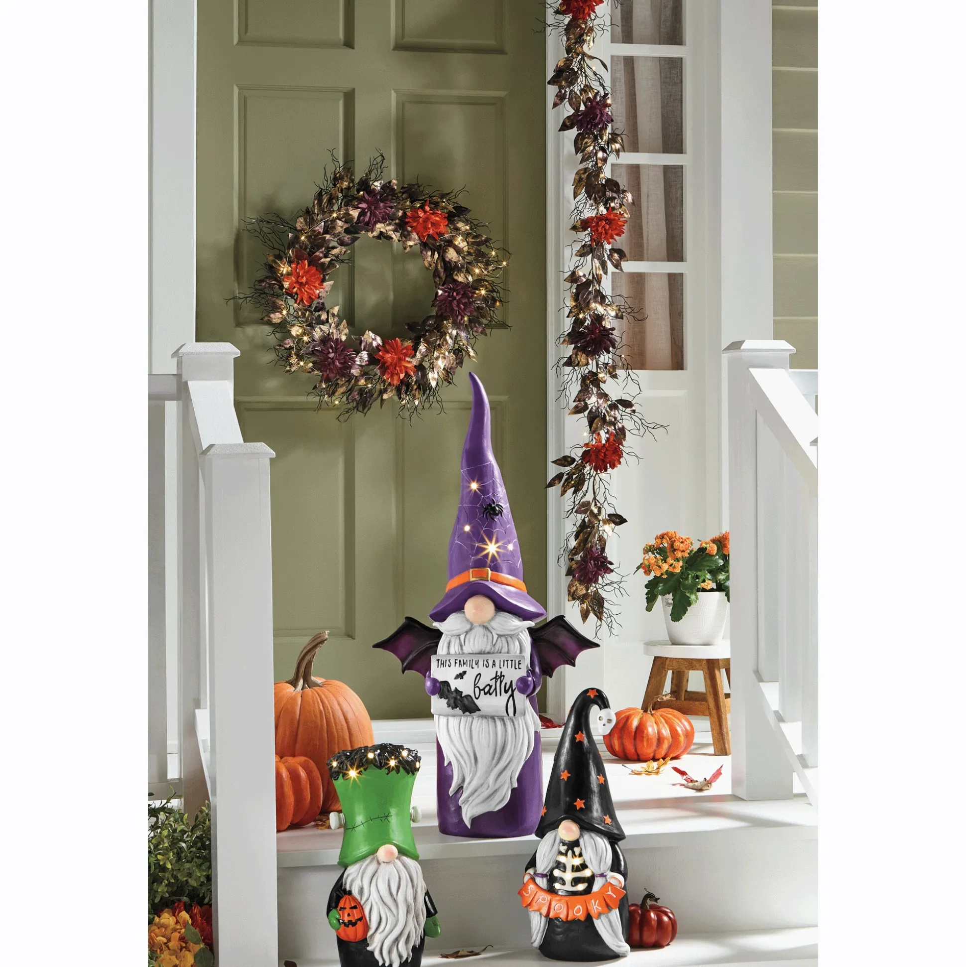 Lit Gilded Halloween Wreath