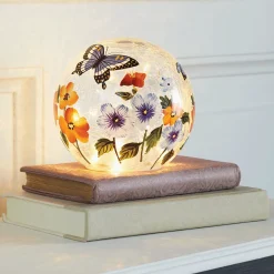 Lit Glass Butterfly Orb