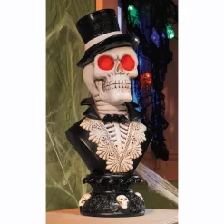 Lit Halloween Skeleton Bust