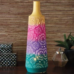 Lit Laser-Cut Metal Vase