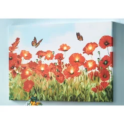 Lit Poppies and Butterflies Wall Art
