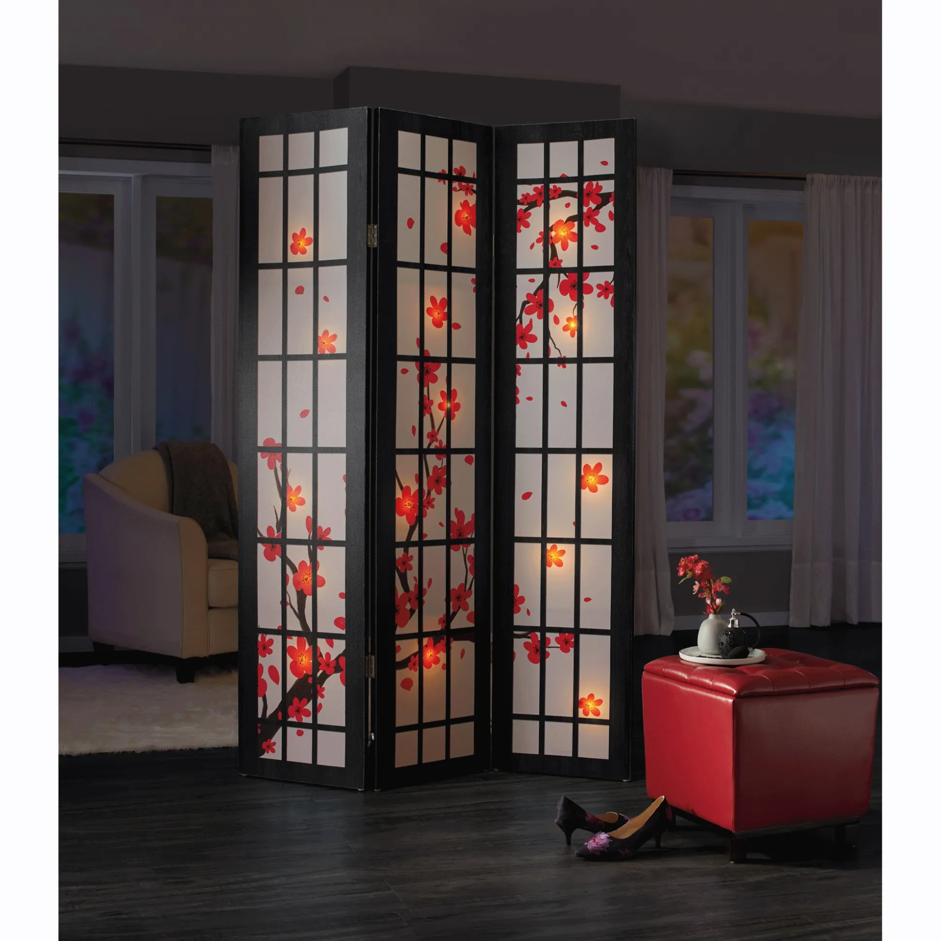 Lit Shoji Cherry Blossom Room Screen