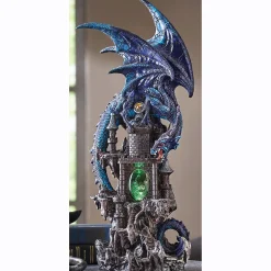 Lit Statement Dragon with Geode