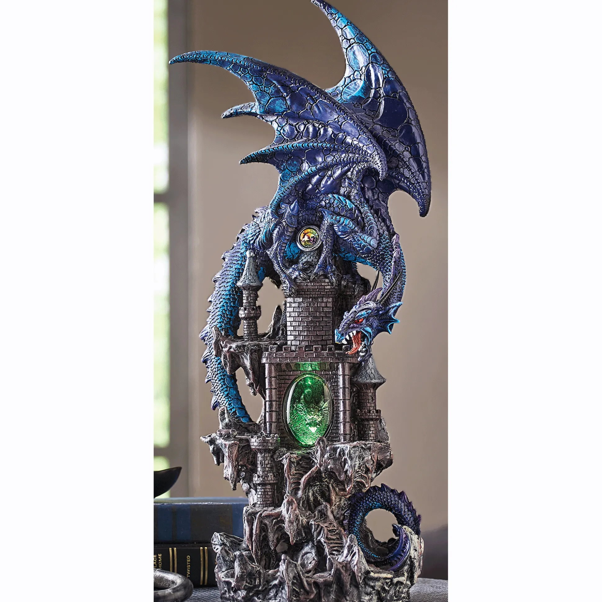 Lit Statement Dragon with Geode