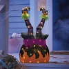 Lit Witch in Cauldron Décor