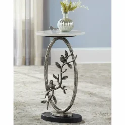 Marble Bird Accent Table
