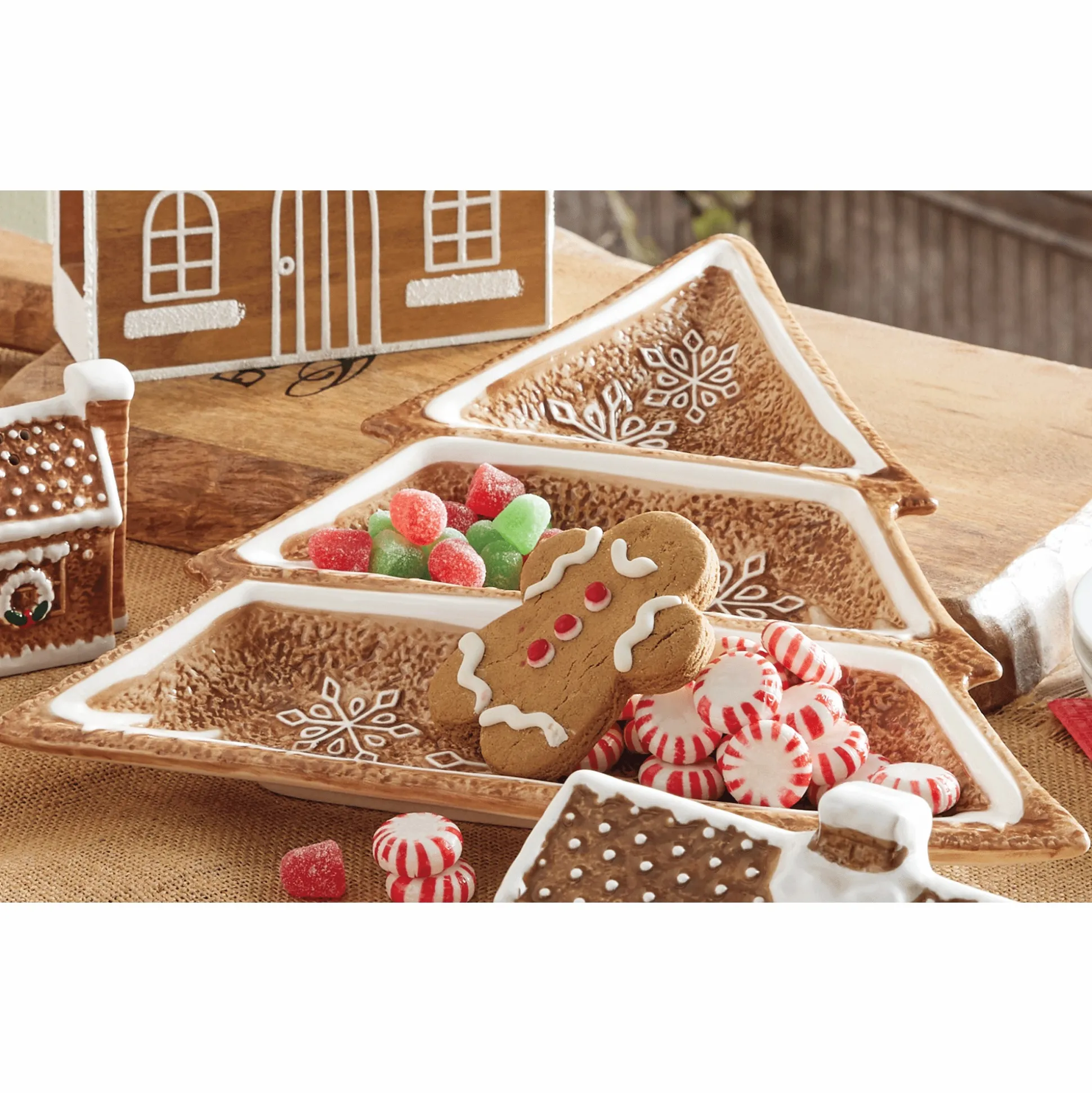 Martha Stewart Gingerbread 3-Section Tidbit Tray