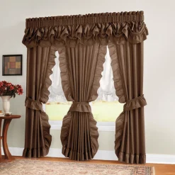 Mayfair Romantic Priscilla Ruffled Semi-Sheer Panel Pair with Tieback