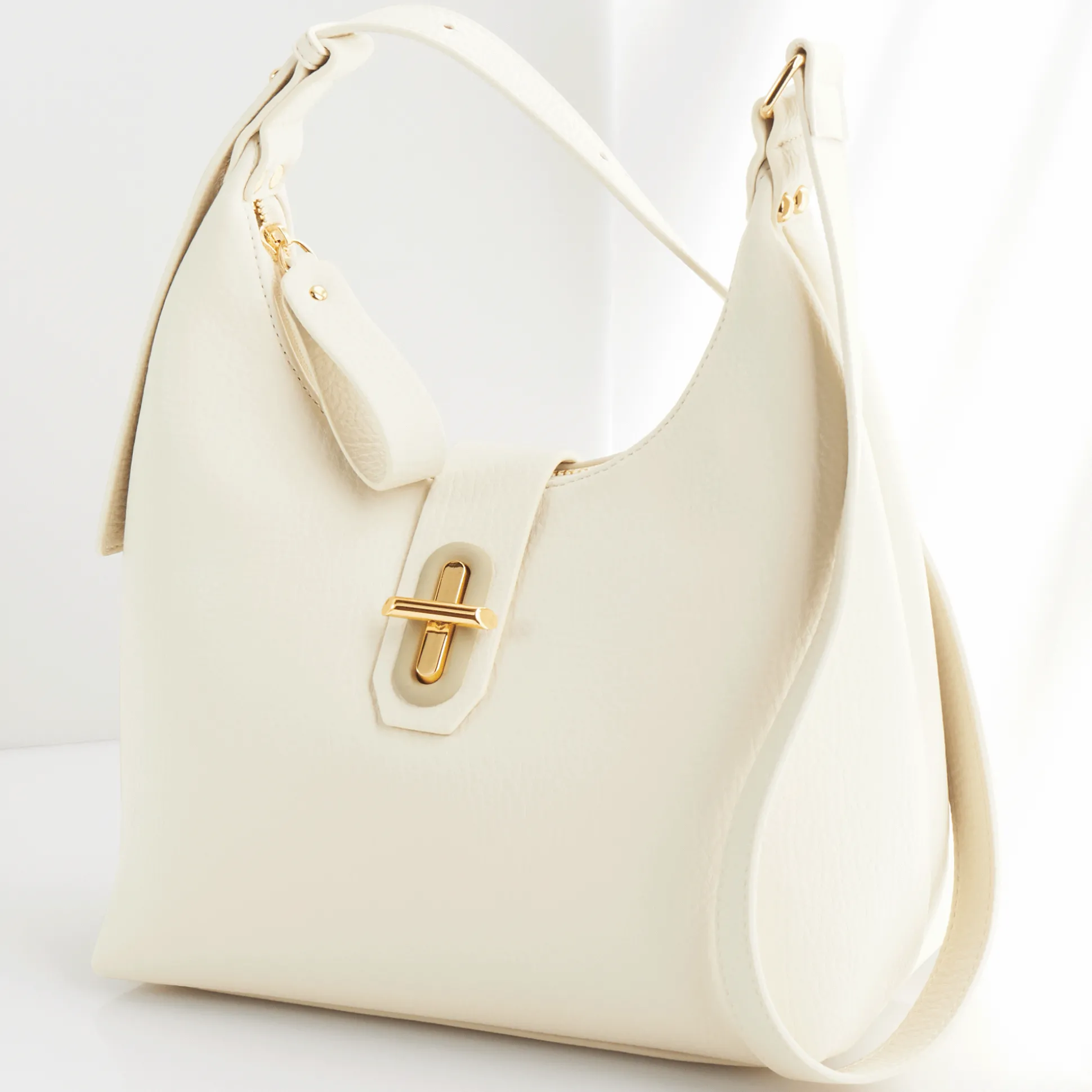 MC Gill Hobo Handbag with Zip Closure and Twist Lock