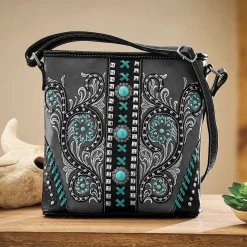 M.C. Handbags Jamie Crossbody with Floral Embroidery