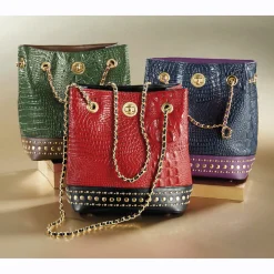 M.C. Handbags Macy Croco Bucket Bag