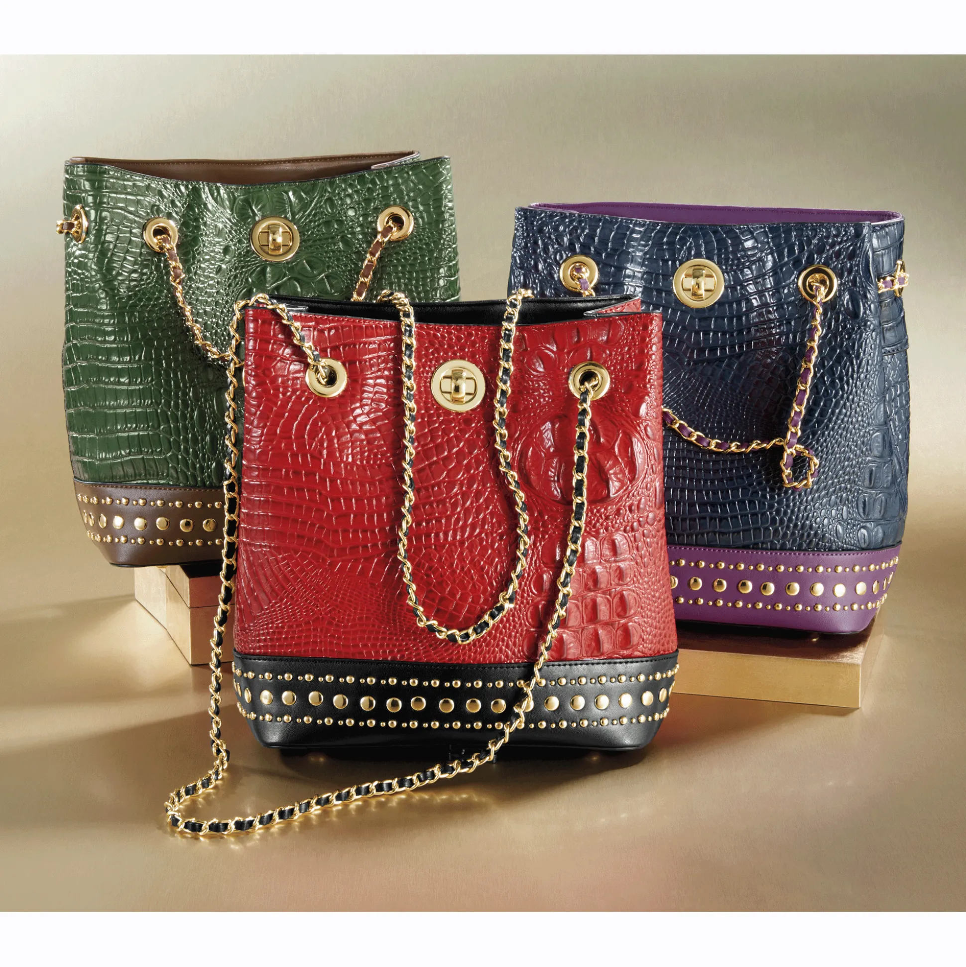 M.C. Handbags Macy Croco Bucket Bag