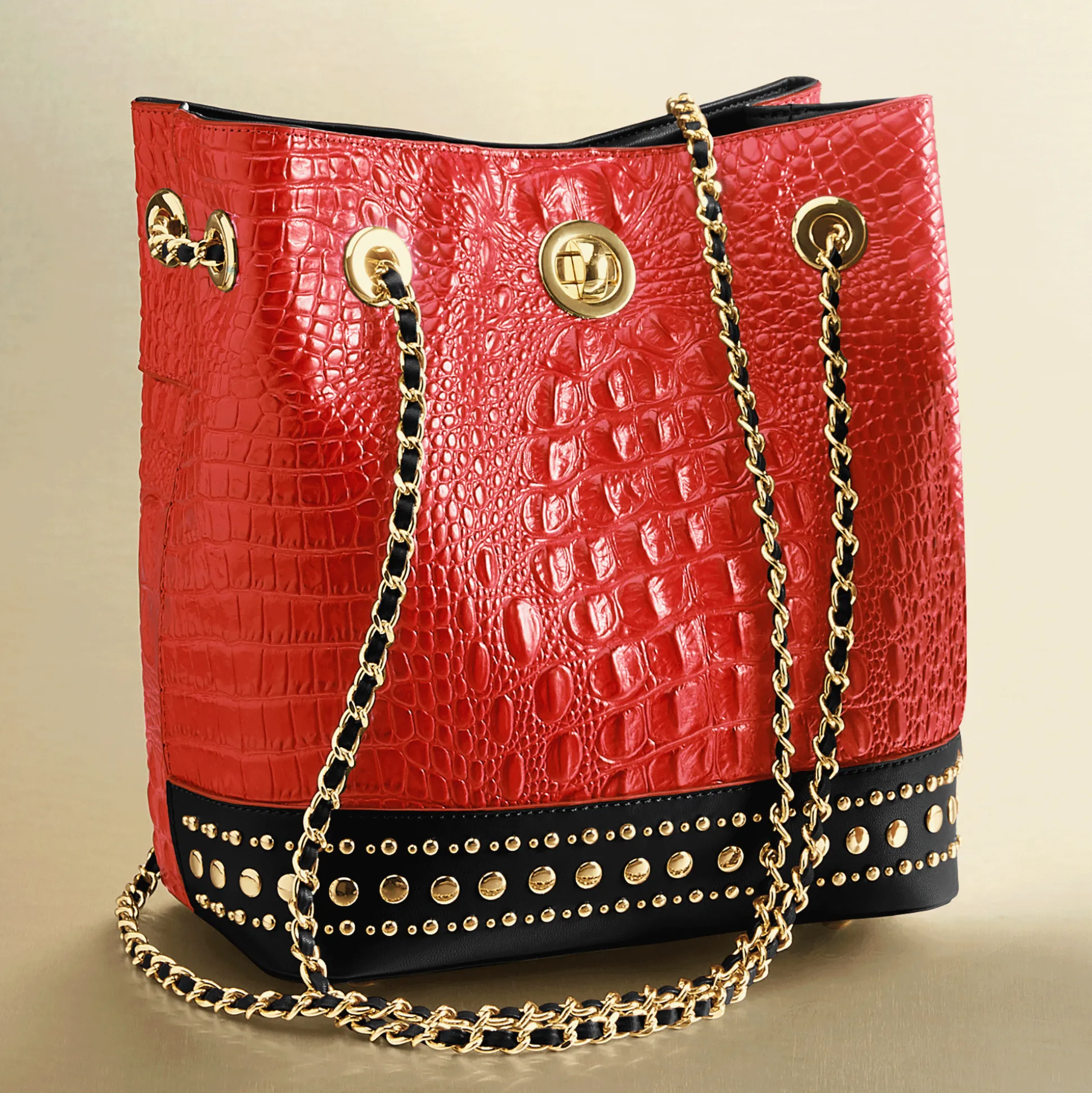M.C. Handbags Macy Croco Bucket Bag