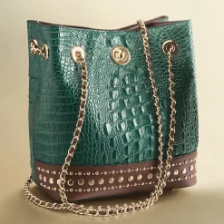 M.C. Handbags Macy Croco Bucket Bag