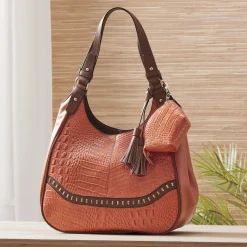 M.C. Handbags 2-Piece Jade Croco Leather Satchel