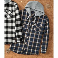 Men's Cotton Flannel with Fleece Hoodie