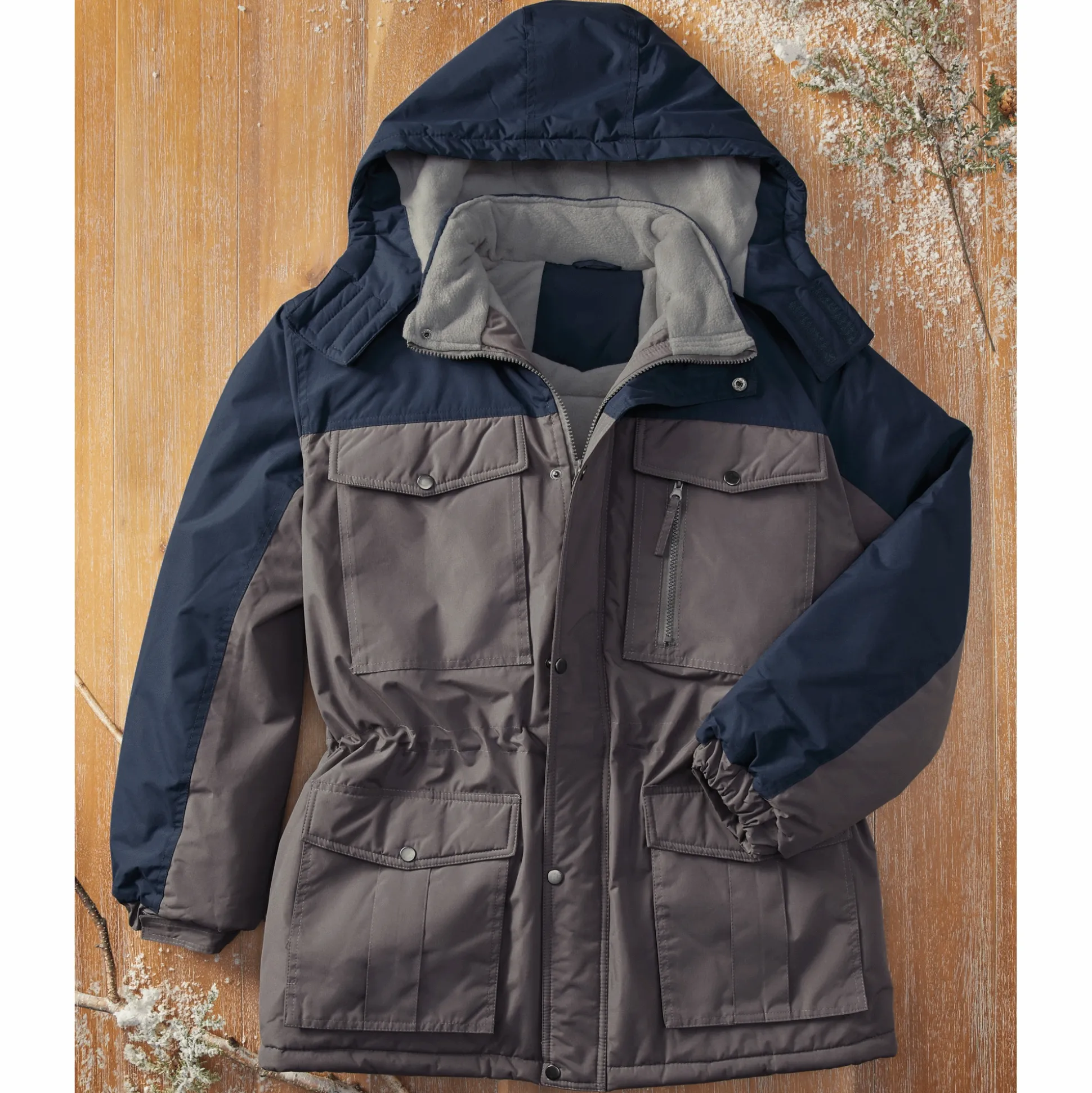 Men's Hooded Colorblock Insulated Parka