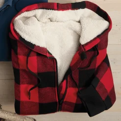 Men's Sherpa-Lined Fleece Hoodie with Front Zipper and Pockets