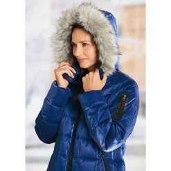 Mia Shiny Puffer Jacket with Faux-Fur Hood