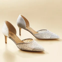 Midnight Velvet Lace-Toe Glitter-Back Pump for Women