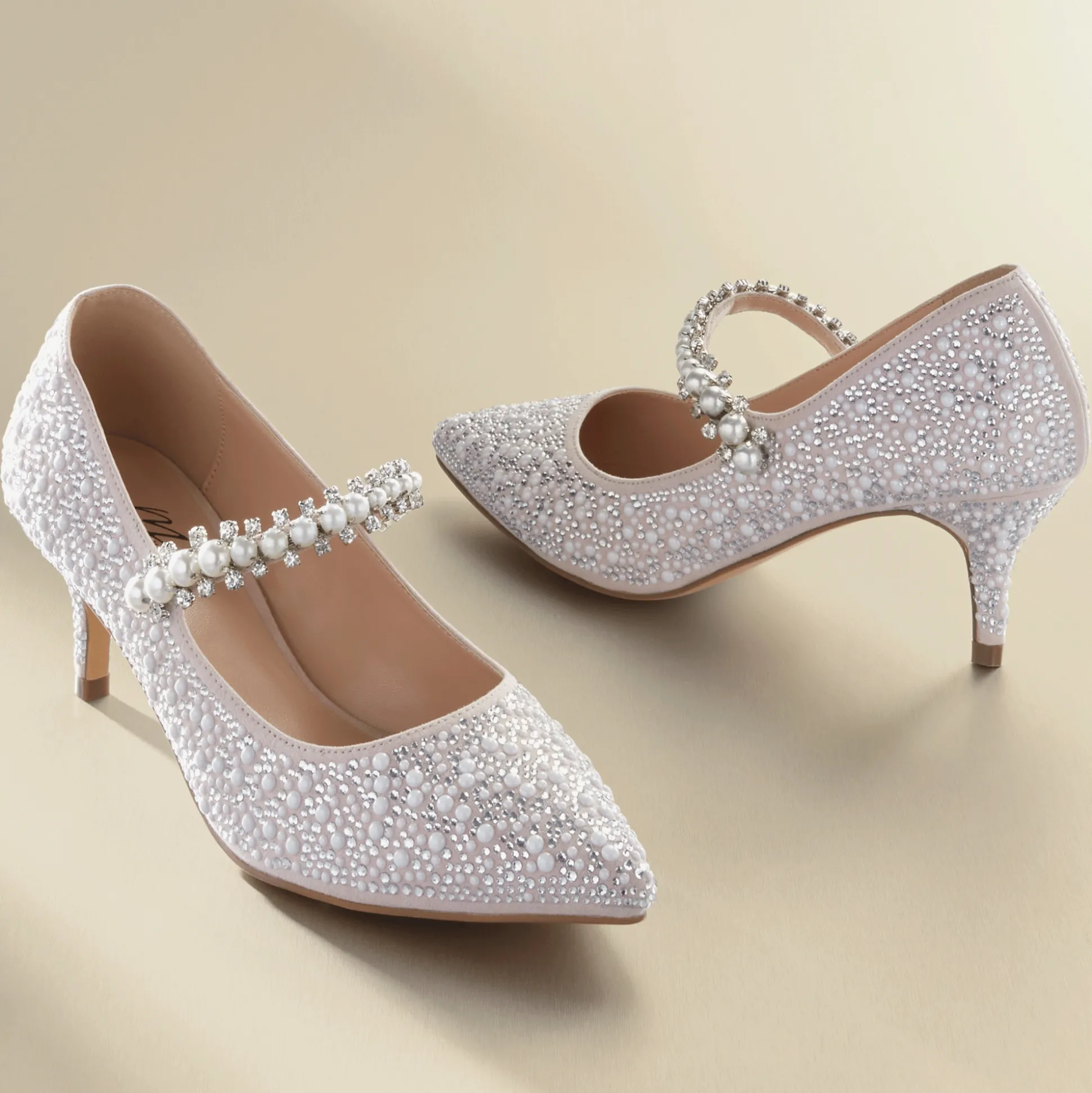 Midnight Velvet Pearl and Rhinestone Pump
