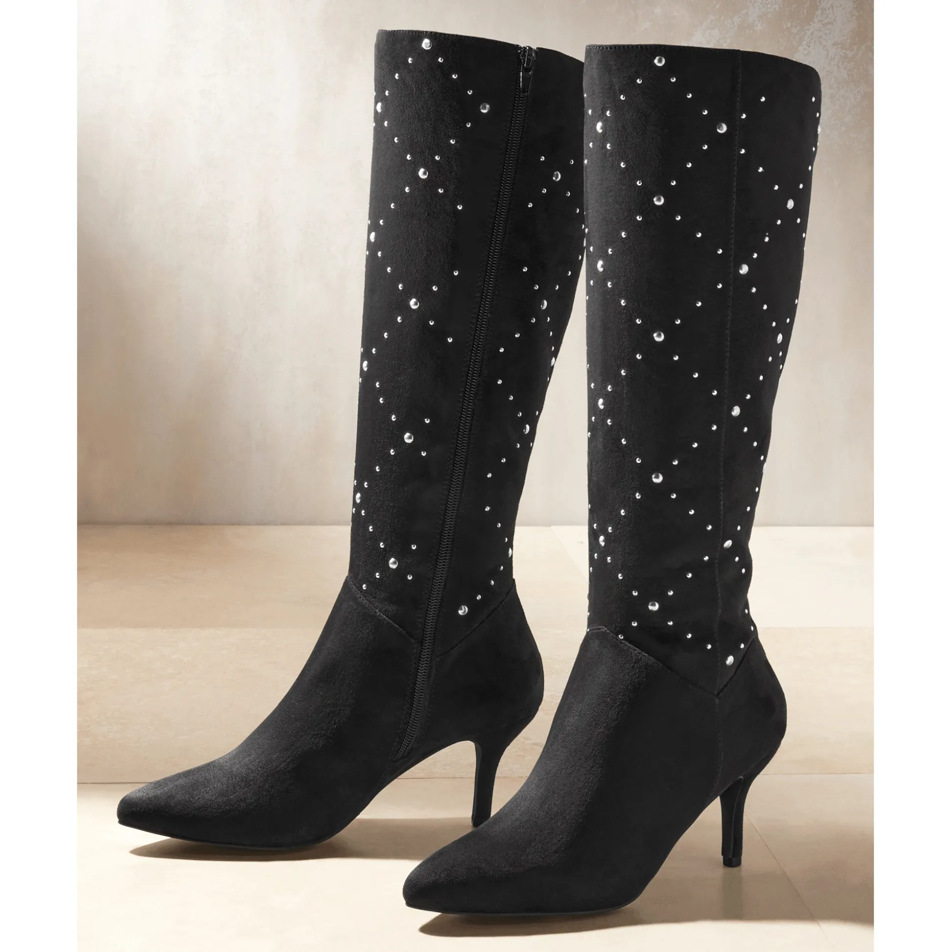 Midnight Velvet Tall Studded Boot